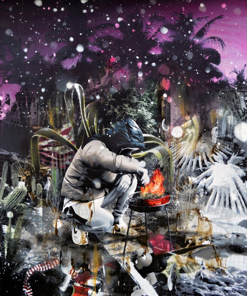 Snow storm - Acrylic, oil and asphalt on canvas - 59 x 51.2 in.
