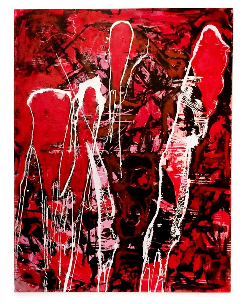 Take a flight with me - Mixed media on canvas - 77 x 59 in.