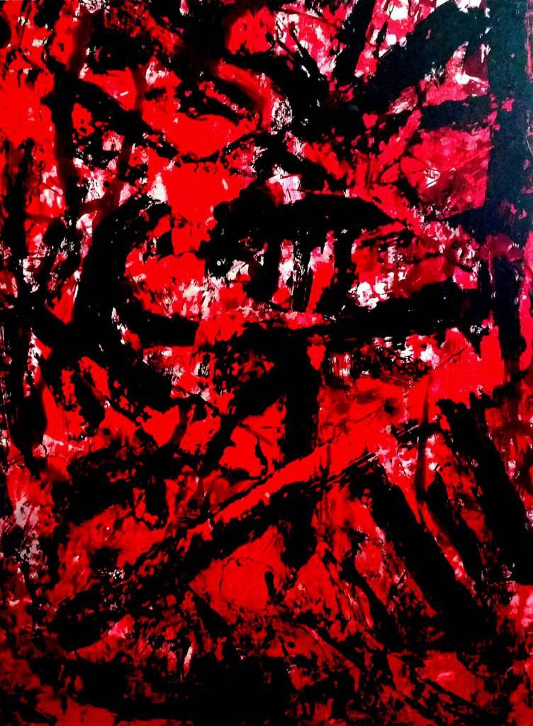 Empire (Red) - Mixed media on wood panel - 48 x 36 in.