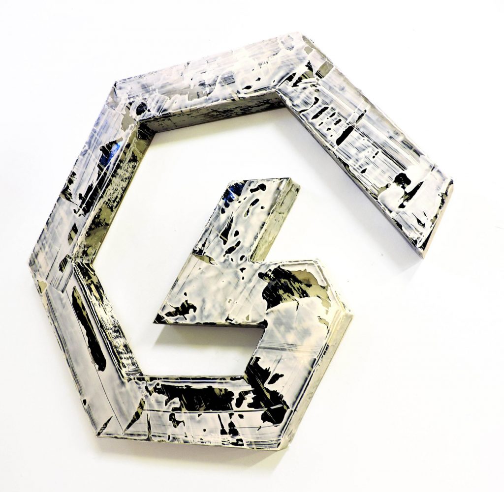 Wall Vessel 3 - Mixed media on wood panel - 30 x 29 x 3 in.