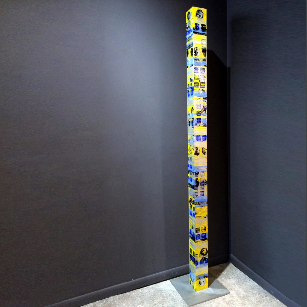 Blue and Yellow Totem - Mixed media on aluminium - 96 x 6 in.