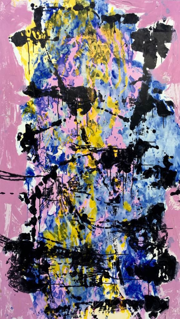 In the garden - Mixed media on canvas - 60 x 34 in.