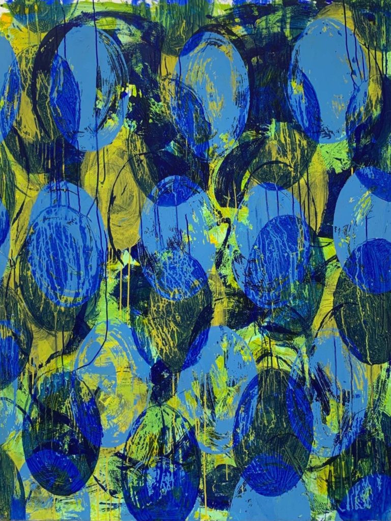 Rain, Acrylic on Yupo paper, 60 x 48 in