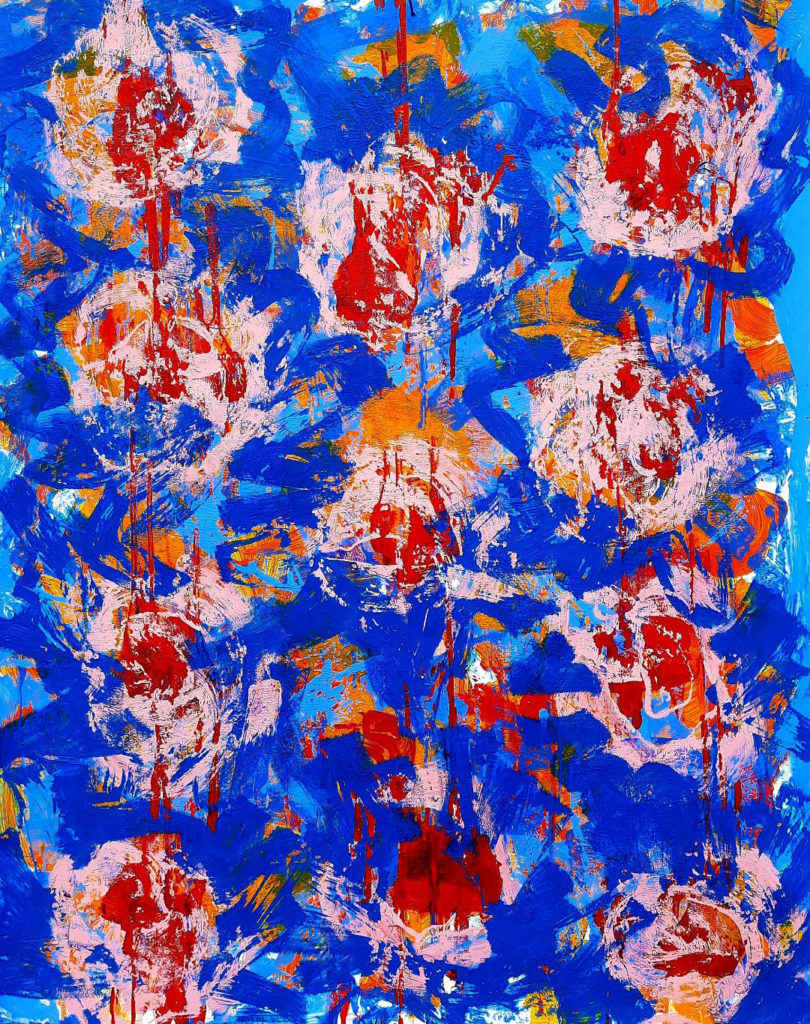Eleven candles in a broad day light - Acrylic on Yupo paper - 59 x 46.4 in.